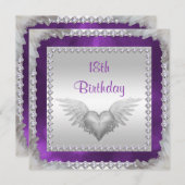 Diamanten & Feathers 18. Geburtstag Einladung (Vorne/Hinten)