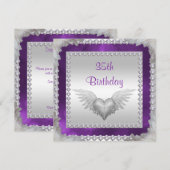 Diamanten & Feathers 35. Geburtstag Einladung (Vorne/Hinten)