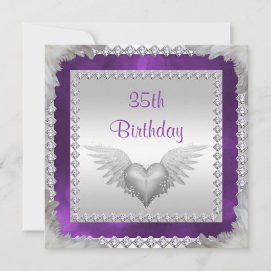 Diamanten & Feathers 35. Geburtstag Einladung (Vorderseite)