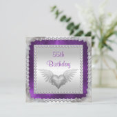 Diamanten & Feathers 55. Geburtstag Einladung (Stehend Vorderseite)