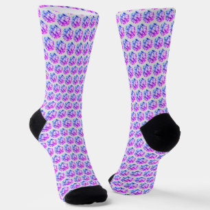 Diamanten/Fraktal Mosaik in Blau und Rosa Socken