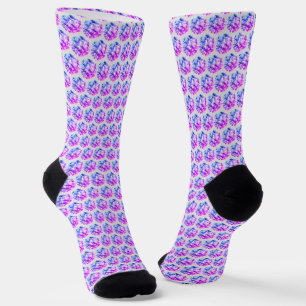 Diamanten/Fraktalmosaik in Blau- und Rosatönen Socken