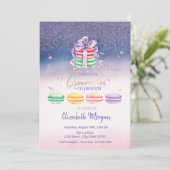 Diamanten, französisches Macarons Ombre Quinceañer Einladung (Stehend Vorderseite)
