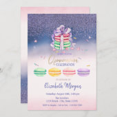 Diamanten, französisches Macarons Ombre Quinceañer Einladung (Vorne/Hinten)