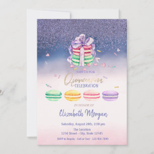Diamanten, französisches Macarons Ombre Quinceañer Einladung