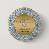 Diamanten & Gold 50. Hochzeitstag Button (Vorderseite)