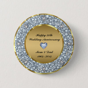 Diamanten & Gold 50. Hochzeitstag Button