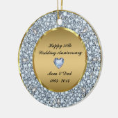 Diamanten & Gold 50. Hochzeitstag Keramik Ornament (Links)