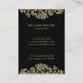 Diamanten & Gold Blütenwirbel auf schwarz Visitenkarte (Rückseite)