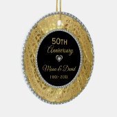 Diamanten & Gold Silberherz Keramik Ornament (Rechts)