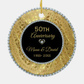 Diamanten & Gold Silberherz Keramik Ornament (Hinten)