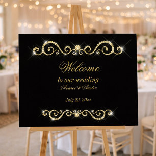 Diamanten Gold und Glitter Hochzeitsposter Poster