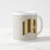 Diamanten, große Gold Monogram, weißer Skriptname Jumbo-Tasse (Vorderseite Rechts)