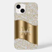 Diamanten, große Goldmonogramm, weißer Skriptname Case-Mate iPhone Hülle (Rückseite)