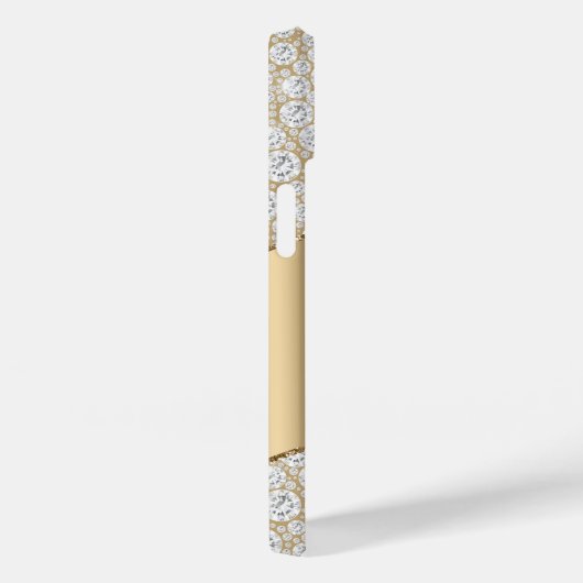 Diamanten, große Goldmonogramm, weißer Skriptname Case-Mate iPhone Hülle (Rückseite / Rechts)