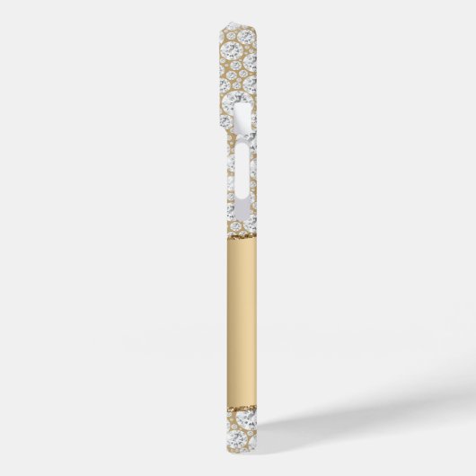 Diamanten, große Goldmonogramm, weißer Skriptname Case-Mate iPhone Hülle (Rückseite / Links)