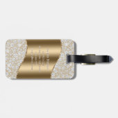 Diamanten, große Goldmonogramm, weißer Skriptname Gepäckanhänger (Rückseite horizontal)