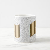Diamanten, große Goldmonogramm, weißer Skriptname Kaffeetasse (Mittel)