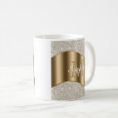 Diamanten, große Goldmonogramm, weißer Skriptname Kaffeetasse (VorderseiteRechts)