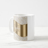 Diamanten, große Goldmonogramm, weißer Skriptname Kaffeetasse (Vorderseite Links)