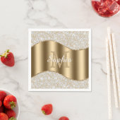 Diamanten, große Goldmonogramm, weißer Skriptname Serviette (Beispiel)