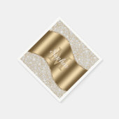 Diamanten, große Goldmonogramm, weißer Skriptname Serviette (Ecke)