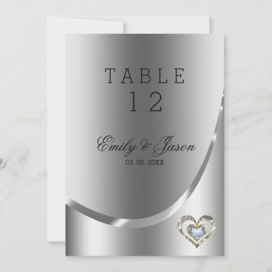 Diamanten Herz über Silber Hintergrund Einladung (Vorderseite)