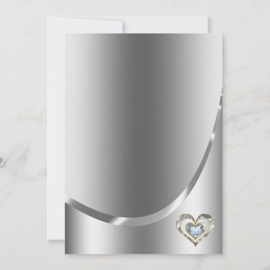 Diamanten Herz über Silber Hintergrund Einladung (Rückseite)