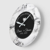 Diamanten Herz und Schwarz-weißer Marmorstein Große Wanduhr (Winkel)