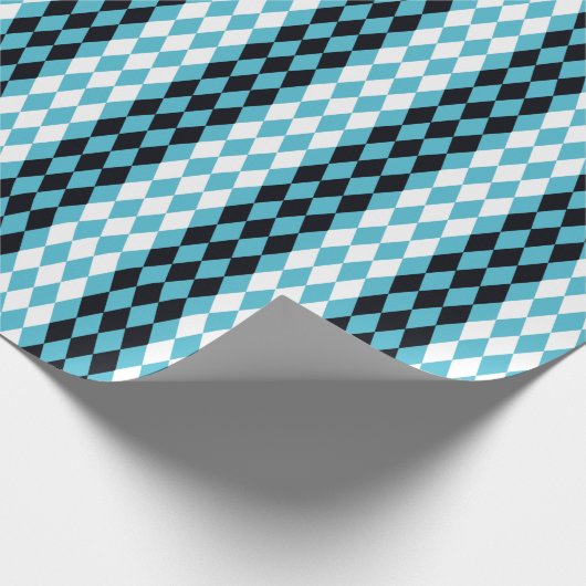 Diamanten in schwarz, weiß, türkisfarben Mod Geschenkpapier (Ecke)