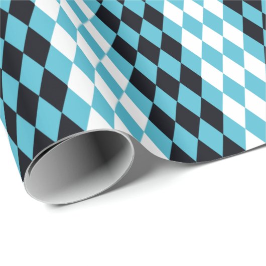 Diamanten in schwarz, weiß, türkisfarben Mod Geschenkpapier (Rolleneckpunkt)