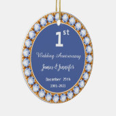 Diamanten-Individuelle Name für das erste Hochzeit Keramik Ornament (Rechts)