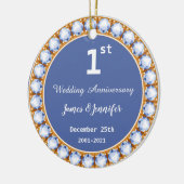 Diamanten-Individuelle Name für das erste Hochzeit Keramik Ornament (Links)