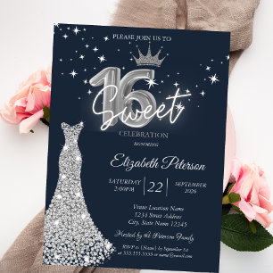 Diamanten Kleid, Diamanten Sterne Navy Blau Sweet  Einladung