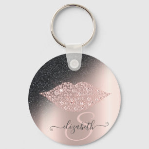 Diamanten Lippen Glitter Ombre Roségold Schlüsselanhänger