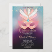 Diamanten, Masken, Lichter, Masquerad Quinceañera Einladung (Vorderseite)