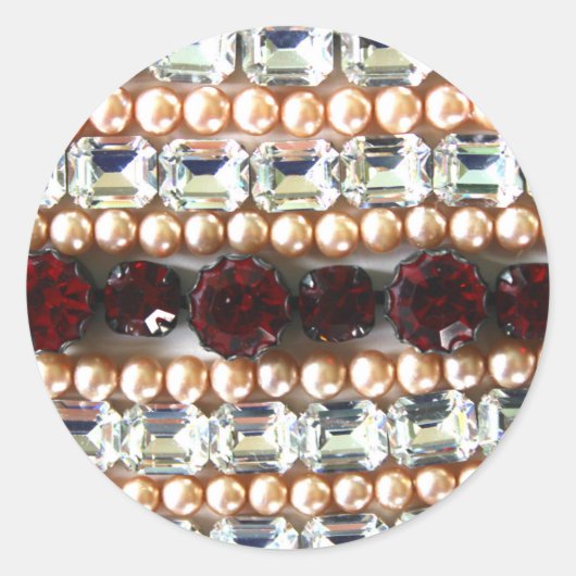 Diamanten Nashornperlen rubies Vintager Schmuck Runder Aufkleber (Vorderseite)