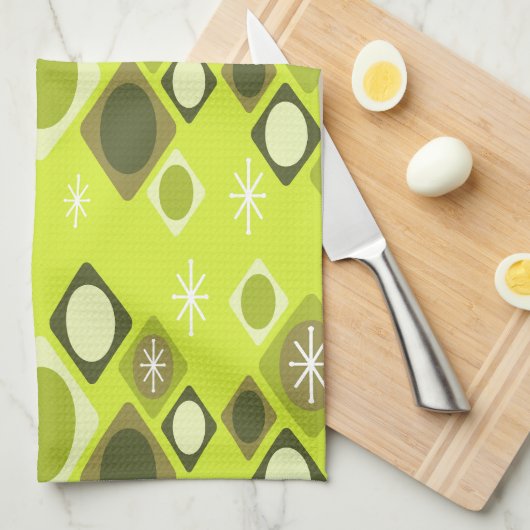 Diamanten Ovals Sternexplosionen Chartreuse Geschirrtuch (Viertel Falte)