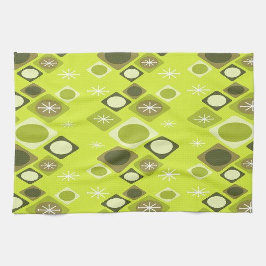 Diamanten Ovals Sternexplosionen Chartreuse Geschirrtuch (Horizontal)