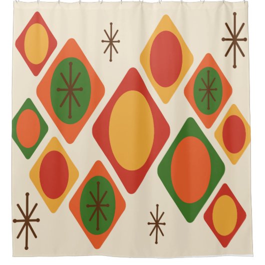 Diamanten Ovals Sternexplosionen mehrfarbig Duschvorhang (Vorderseite)