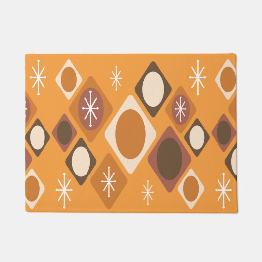 Diamanten Ovals Sternexplosionen Orange Fußmatte (Vorderseite)