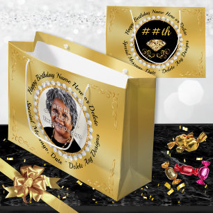 Diamanten Perlen, personalisierte Geburtstagsgesch Große Geschenktüte