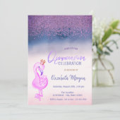 Diamanten, Pink Flamingo Crown Ombre Quinceañera Einladung (Stehend Vorderseite)