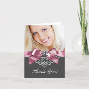 Diamanten Rosa und Schwarze Foto-Dankeskarten Dankeskarte