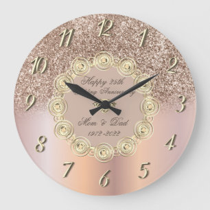 Diamanten Roségold Ombre 50 Hochzeitstag-Jubiläum Große Wanduhr