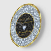 Diamanten, Schwarz und Gold 50. Hochzeitstag Große Wanduhr (Winkel)