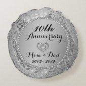 Diamanten & Silber 10. Hochzeitstag Rundes Kissen (Rückseite)