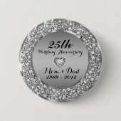 Diamanten & Silber 25. Hochzeitstag 2 Button (Vorderseite)