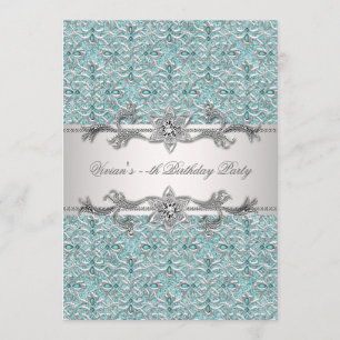 Diamanten Silber Blau All Anlass Party-Einladung Einladung