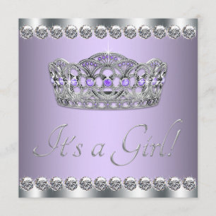 Diamanten Silber Lavendel Lila Babyparty Einladung